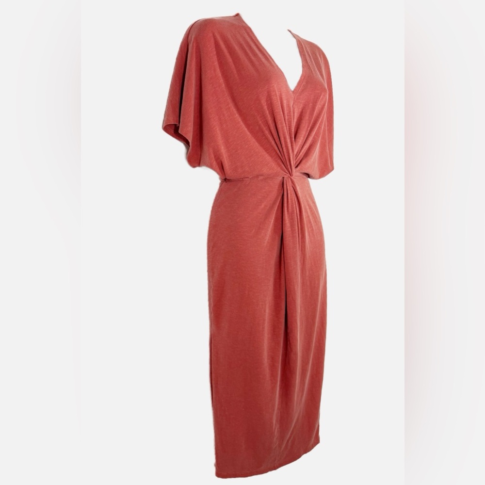Sundry Dusty Rose Twist-Front Midi Dress - Picture 6 of 10